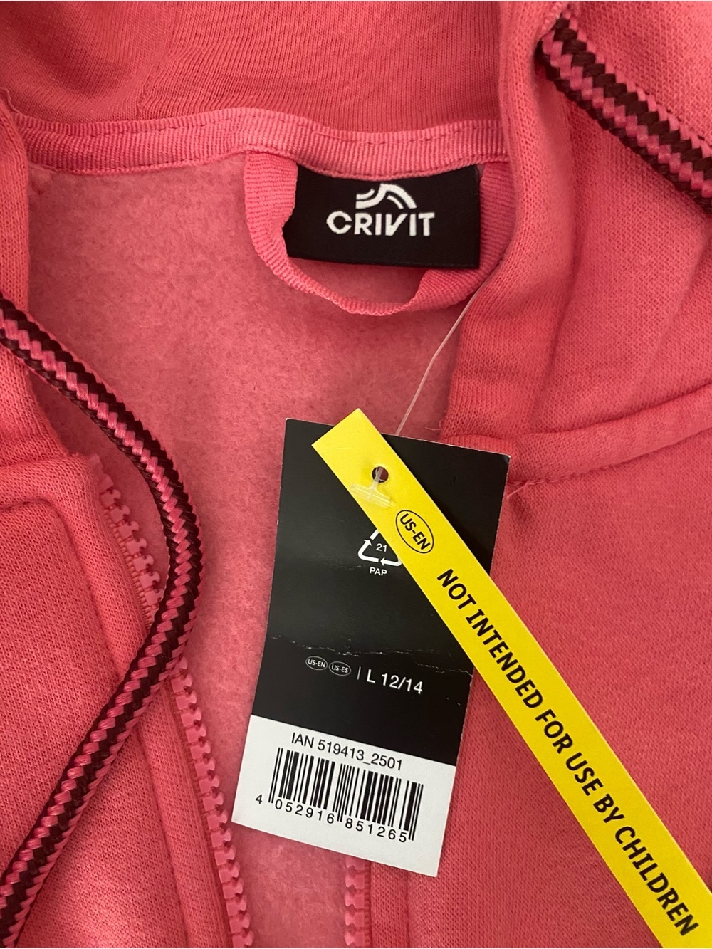 Women's Pink Hooded Zip-Up Sweatshirt by Chervit - Picture 3 of 3